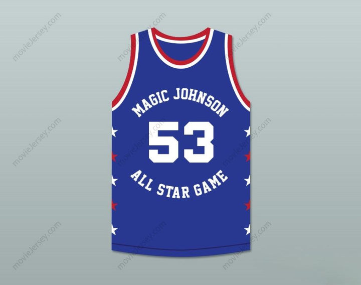 CUSTOM ANY Name Number CLIFF LEVINGSTON 53 MAGIC JOHNSON ALL STAR GAME BLUE BASKETBALL JERSEY 1988 MIDSUMMER NIGHT'S MAGIC CHARITY EVENT Top Stitched S-6XL