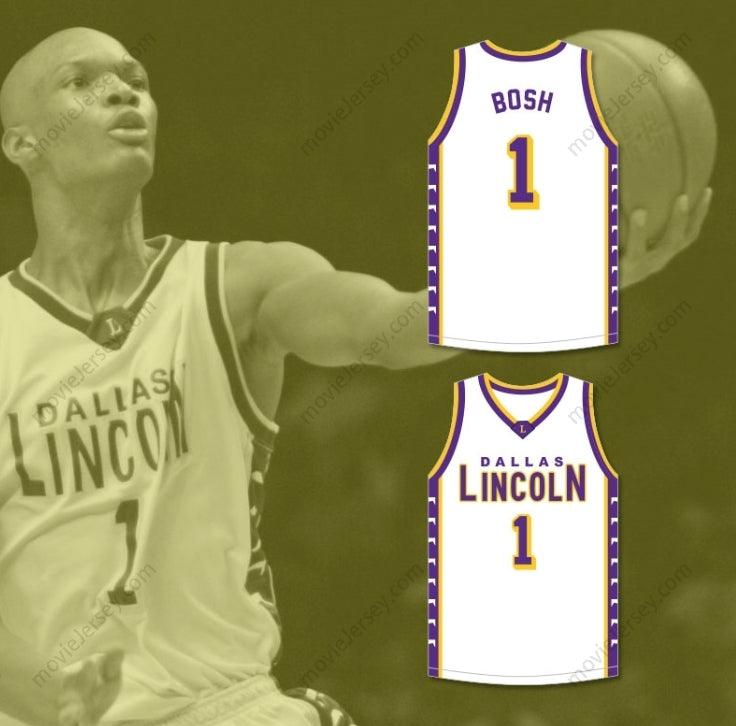 CUSTOM ANY Name Number CHRIS BOSH 1 LINCOLN HIGH SCHOOL  TIGERS WHITE BASKETBALL JERSEY 2 Top Stitched S-6XL