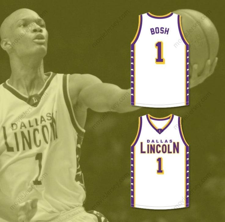 CUSTOM ANY Name Number CHRIS BOSH 1 LINCOLN HIGH SCHOOL  TIGERS WHITE BASKETBALL JERSEY 2 Top Stitched S-6XL