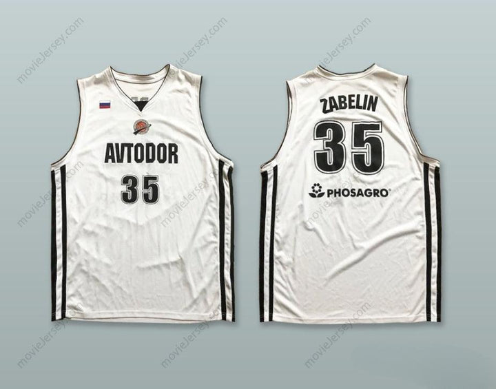 CUSTOM ANY Name Number ARTEM ZABELIN 35 BC AVTODOR SARATOV RUSSIA WHITE BASKETBALL JERSEY Top Stitched S-6XL