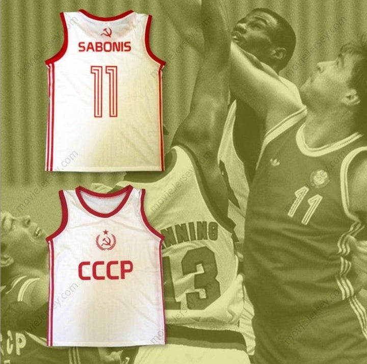 CUSTOM ANY Name Number ARVYDAS SABONIS 11 SOVIET UNION CCCP BASKETBALL JERSEY Top Stitched S-6XL