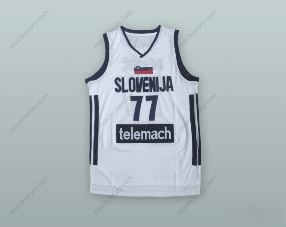 CUSTOM ANY Name Number LUKA DONCIC 77 SLOVENIJA WHITE BASKETBALL JERSEY Top Stitched S-6XL
