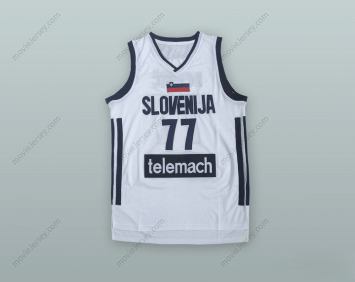 CUSTOM ANY Name Number LUKA DONCIC 77 SLOVENIJA WHITE BASKETBALL JERSEY Top Stitched S-6XL