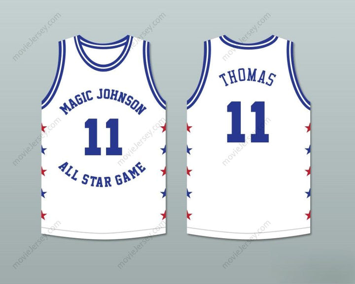 CUSTOM ANY Name Number ISIAH THOMAS 11 MAGIC JOHNSON ALL STAR GAME WHITE BASKETBALL JERSEY 1988 MIDSUMMER NIGHT'S MAGIC CHARITY EVENT Top Stitched S-6XL