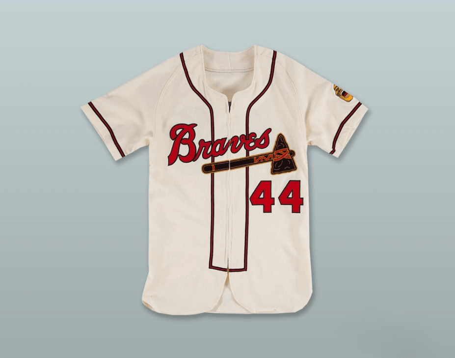 Custom Any Name Number HANK AARON 44  BRAVES ZIP UP WHITE BASEBALL JERSEY Top Stitched S-6XL