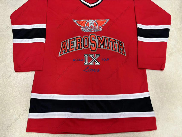 Custom Any Name Number AEROSMITH 9 LIVES RED HOCKEY JERSEY Stitched Top Stitched S-6XL