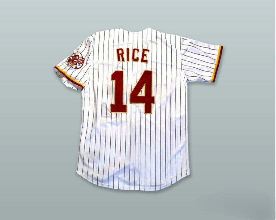 Custom Any Name Number JIM RICE 14 ST  PELICANS WHITE PINSTRIPED BASEBALL JERSEY Top Stitched S-6XL