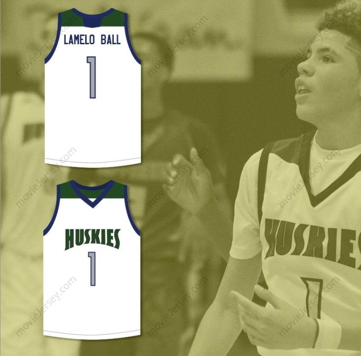 CUSTOM ANY Name Number LAMELO BALL 1   HUSKIES WHITE BASKETBALL JERSEY Top Stitched S-6XL