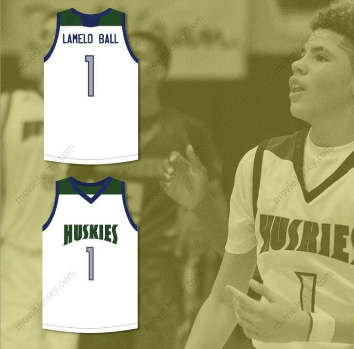 CUSTOM ANY Name Number LAMELO BALL 1   HUSKIES WHITE BASKETBALL JERSEY Top Stitched S-6XL