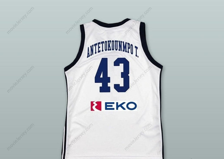 Custom Any Name Thanasis Antetokounmpo 43 Greece White Basketball Jersey Top Stitched S-6XL