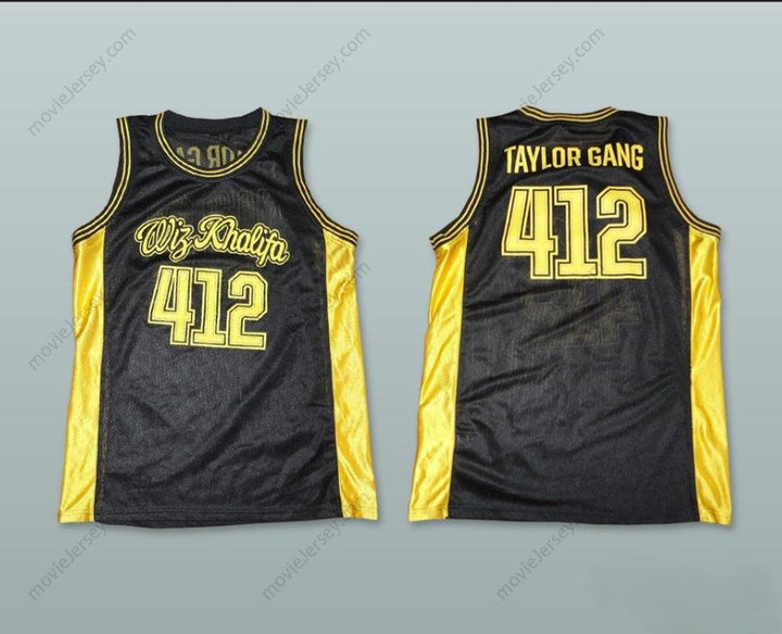 CUSTOM ANY Name Number WIZ KHALIFA 412 TAYLOR GANG BLACK BASKETBALL JERSEY Top Stitched S-6XL