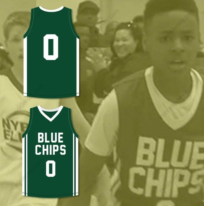 CUSTOM ANY Name Number LEBRON JAMES JR 0 BLUE CHIPS GREEN BASKETBALL JERSEY 1 Top Stitched S-6XL