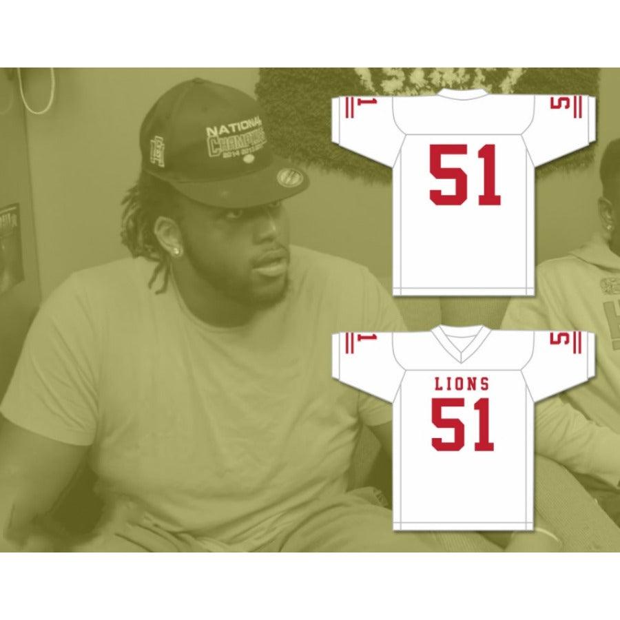 CUSTOM ANY Name Number JAMES DAVIS 51 EMCC LIONS FOOTBALL JERSEY INCLUDES PATCHES Top Stitched S-6XL