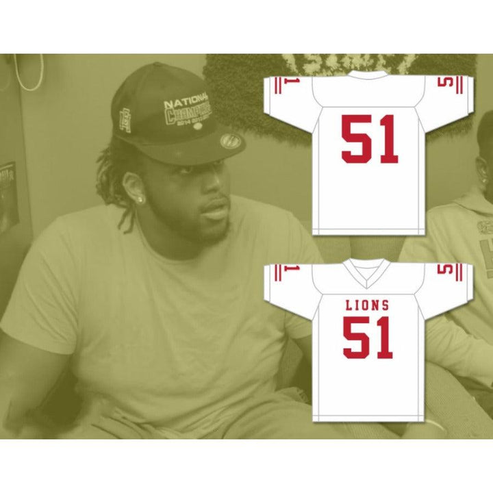 CUSTOM ANY Name Number JAMES DAVIS 51 EMCC LIONS FOOTBALL JERSEY INCLUDES PATCHES Top Stitched S-6XL