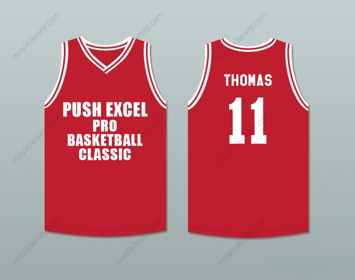 CUSTOM ANY Name Number ISIAH THOMAS 11 PUSH EXCEL PRO BASKETBALL CLASSIC RED BASKETBALL JERSEY 1988 CHARITY EVENT Top Stitched S-6XL