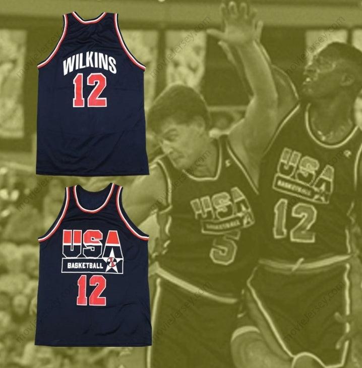 CUSTOM ANY Name Number DOMINQUE WILKINS 12 USA BASKETBALL JERSEY Top Stitched S-6XL