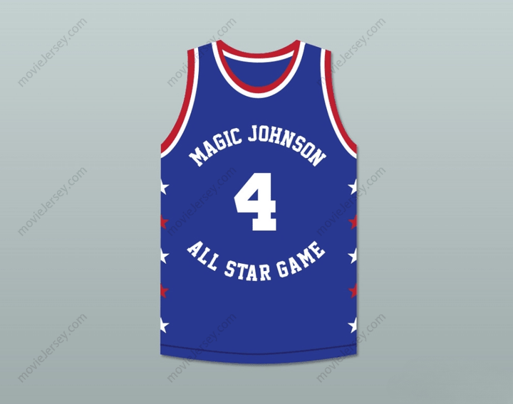 CUSTOM ANY Name Number SPUD WEBB 4 MAGIC JOHNSON ALL STAR GAME BLUE BASKETBALL JERSEY 1986 MIDSUMMER NIGHT'S MAGIC CHARITY EVENT Top Stitched S-6XL