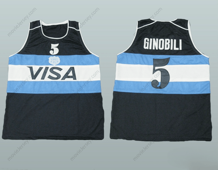 CUSTOM ANY Name Number MANU GINOBILI 5 ARGENTINA BASKETBALL JERSEY ANY PLAYER Top Stitched S-6XL