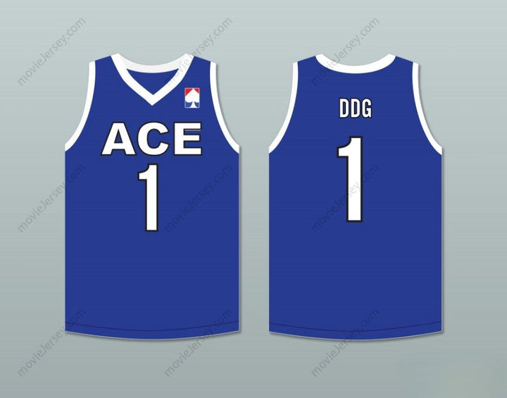 CUSTOM ANY Name Number DDG 1 ACE FAMILY CHARITY BLUE BASKETBALL JERSEY Top Stitched S-6XL