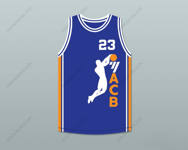 CUSTOM ANY Name Number  MICHAEL  23 ACB 1990 BARCELONA EXHIBITION GAME BLUE BASKETBALL JERSEY 1 Top Stitched S-6XL