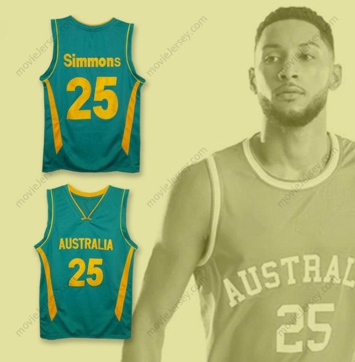 CUSTOM ANY Name Number BEN SIMMONS 25 AUSTRALIA NATIONAL TEAM GREEN BASKETBALL JERSEY Top Stitched S-6XL