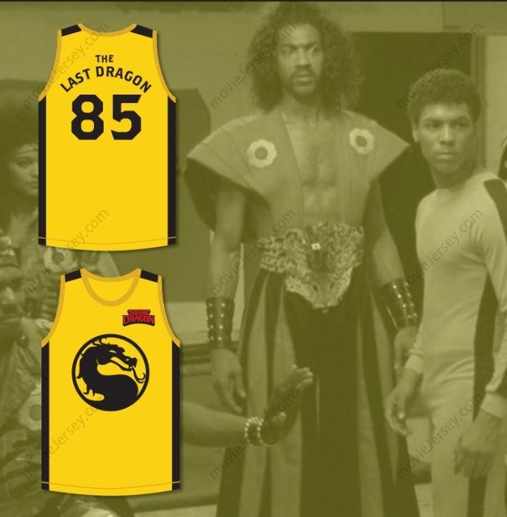 CUSTOM ANY Name Number BRUCE LEROY GREEN 85 THE LAST DRAGON YELLOW MORTAL KOMBAT JERSEY WITH EMBROIDERED PATCH Top Stitched S-6XL