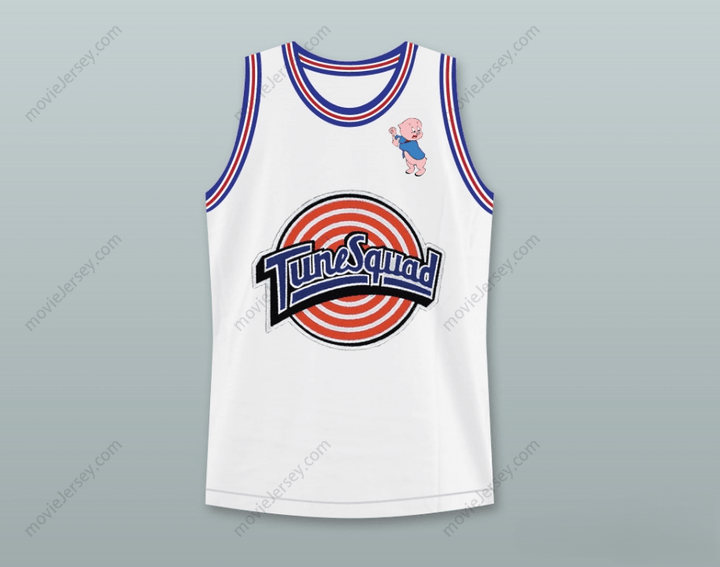 CUSTOM ANY Name Number SPACE JAM PORKY PIG 8 TUNE SQUAD BASKETBALL JERSEY WITH PORKY PIG PATCH Top Stitched S-6XL