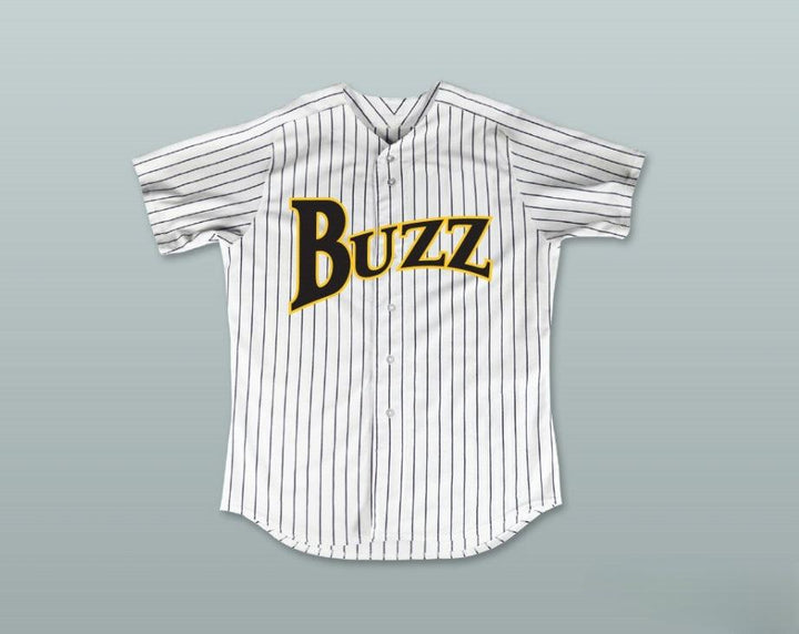 Custom Any Name Number TAKA TANAKA 21 BUZZ WHITE PINSTRIPED BASEBALL JERSEY MAJOR LEAGUE: BACK TO THE MINORS Top Stitched S-6XL