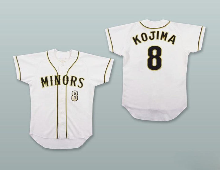 Custom Any Name Number KJIMA 8 MINORS WHITE BUTTON DOWN BASEBALL JERSEY Top Stitched S-6XL