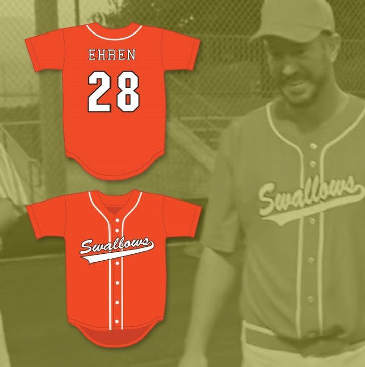 Custom Any Name Number EHREN MCGHEHEY 28 SWALLOWS PLAY BALL ORANGE BASEBALL JERSEY Top Stitched S-6XL