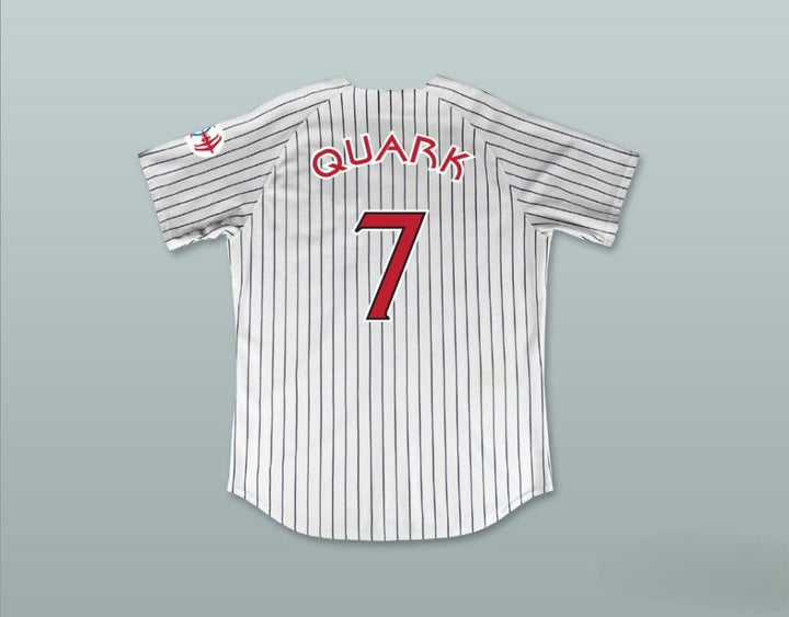 Custom Any Name Number QUARK 7 DEEP SPACE NINERS WHITE PINSTRIPED BASEBALL JERSEY Top Stitched S-6XL