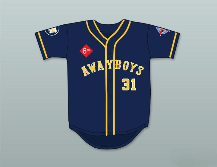Custom Any Name Number MIKE PIAZZA 31 AWAYBOYS BASEBALL JERSEY 6TH ANNUAL ROCK N' JOCK SOFTBALL CHALLENGE 1995 Top Stitched S-6XL