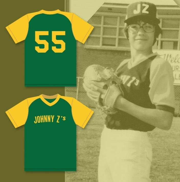 Custom Any Name Number MIKE MUSSINA 55 JOHNNY Z'S LITTLE LEAGUE GREEN BASEBALL JERSEY 1 Top Stitched S-6XL