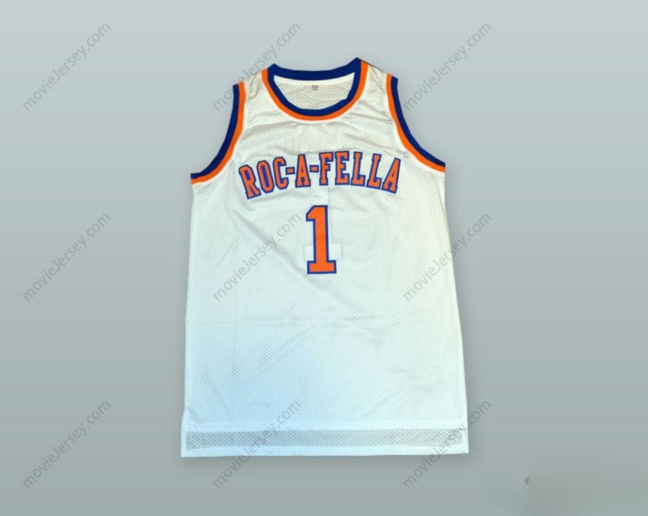 CUSTOM ANY Name Number SHAWN CARTER 1 ROC-A-FELLA WHITE BASKETBALL JERSEY Top Stitched S-6XL