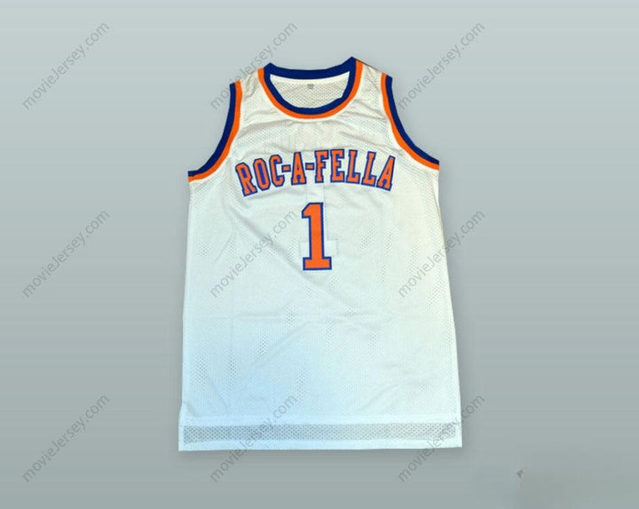 CUSTOM ANY Name Number SHAWN CARTER 1 ROC-A-FELLA WHITE BASKETBALL JERSEY Top Stitched S-6XL