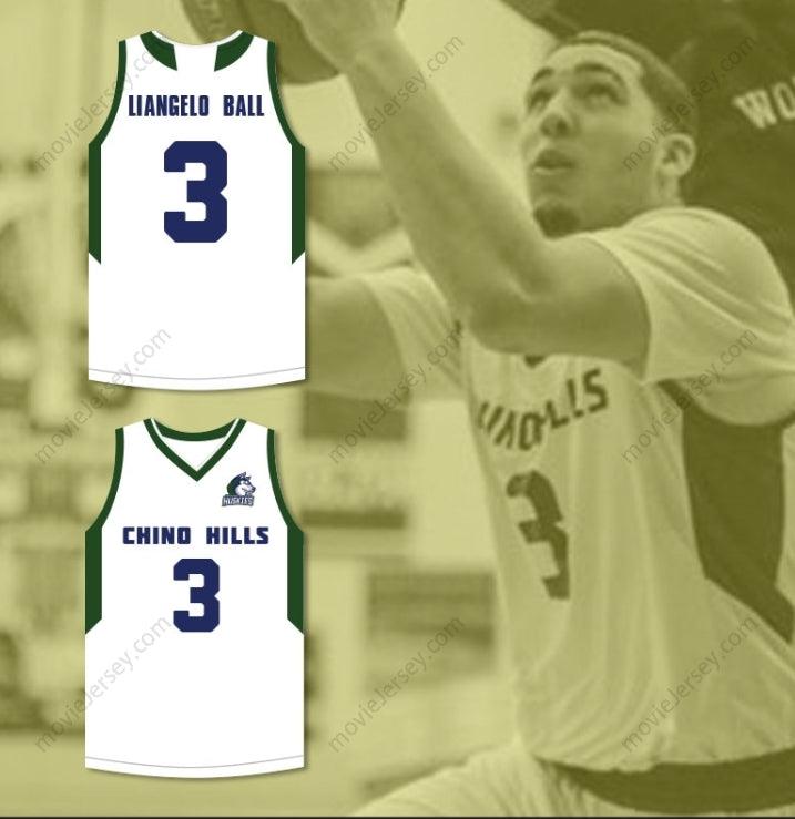 CUSTOM ANY Name Number LIANGELO BALL 3 CHINO HILLS HUSKIES WHITE BASKETBALL JERSEY WITH PATCH 2 Top Stitched S-6XL