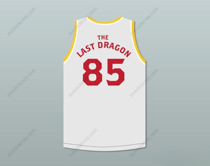 CUSTOM ANY Name Number BRUCE LEROY GREEN 85 THE LAST DRAGON WHITE WITH RED GRAPHICS JERSEY Top Stitched S-6XL