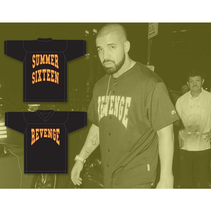 CUSTOM ANY Name Number DRAKE REVENGE SUMMER SIXTEEN LOOKING FOR REVENGE BLACK FOOTBALL JERSEY Top Stitched S-6XL