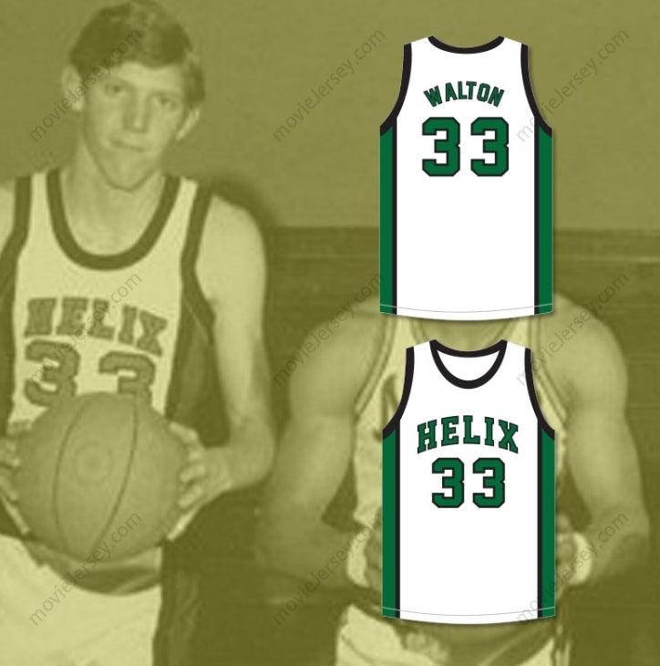 CUSTOM ANY Name Number BILL WALTON 33 HELIX HIGH SCHOOL SCOTTIES WHITE BASKETBALL JERSEY 2 Top Stitched S-6XL