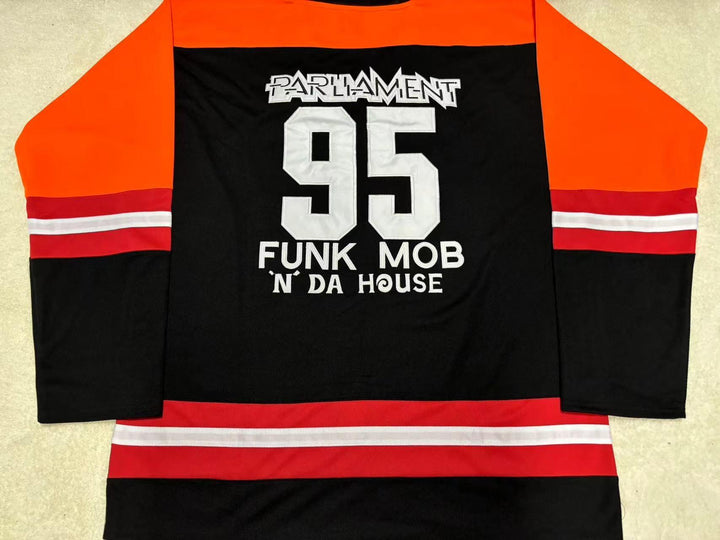 Custom Any Name Number PARLIAMENT 95 MOTHERSHIP CONNECTION BLACK AT CHA BLACK HOCKEY JERSEY Stitched Top Stitched S-6XL