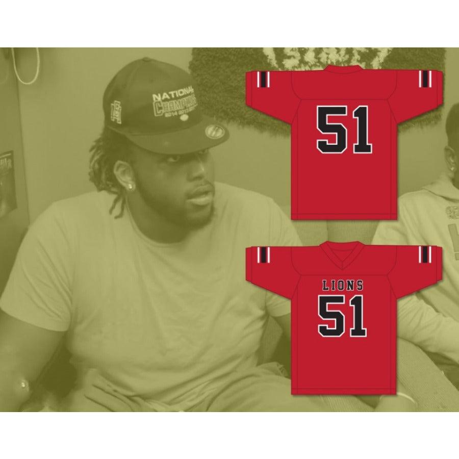 CUSTOM ANY Name Number JAMES DAVIS 51 EMCC LIONS FOOTBALL JERSEY INCLUDES PATCHES Top Stitched S-6XL