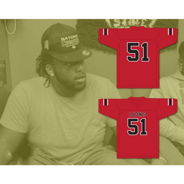 CUSTOM ANY Name Number JAMES DAVIS 51 EMCC LIONS FOOTBALL JERSEY INCLUDES PATCHES Top Stitched S-6XL