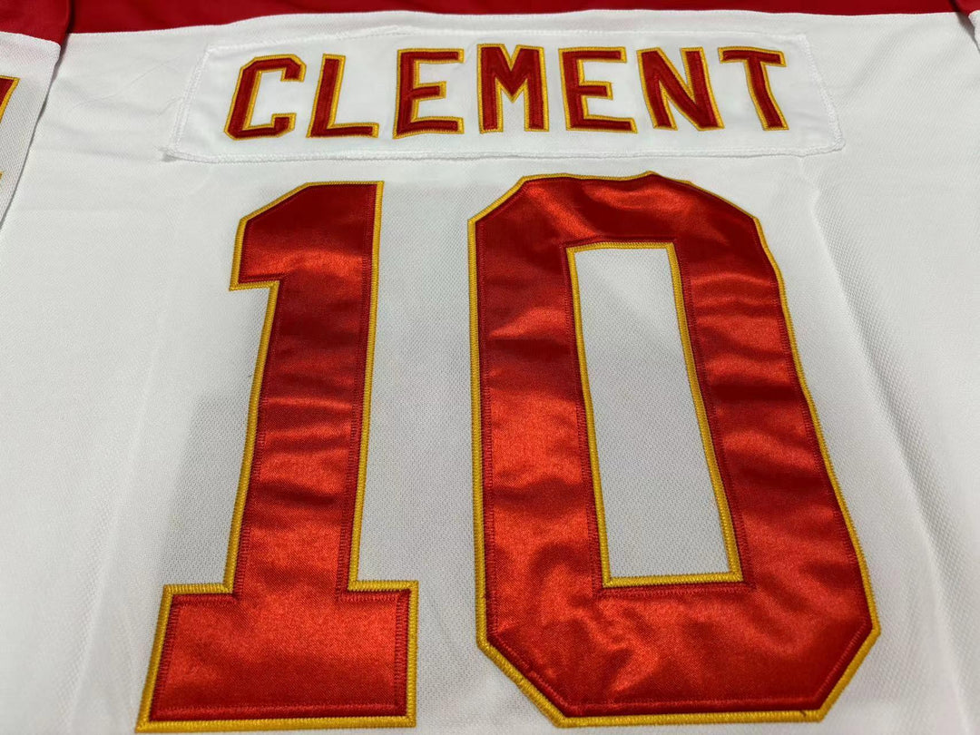 Custom Any Name Number BILL CLEMENT 10 ATLANTA FLAMES WHITE HOCKEY JERSEY Stitched Top Stitched S-6XL
