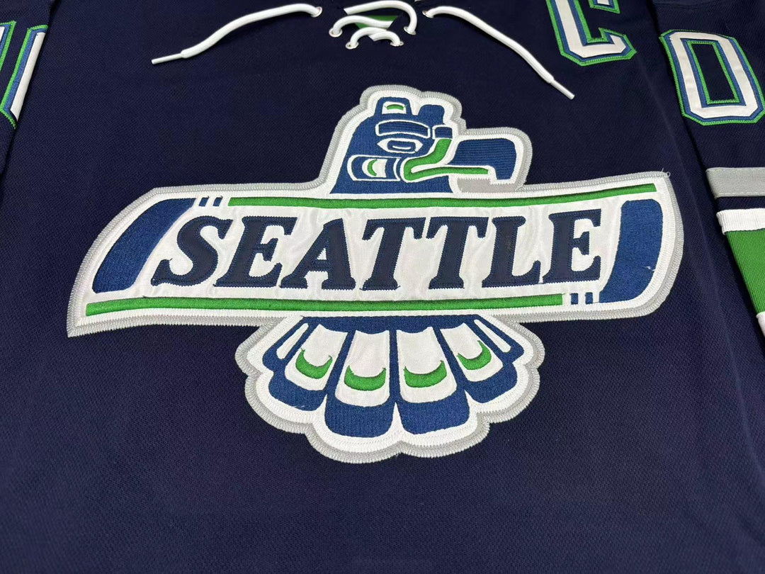 Custom Any Name Number WHL LEGEND GLEN GOODALL 10 SEATTLE T-BIRDS HOCKEY JERSEY Top Stitched S-6XL