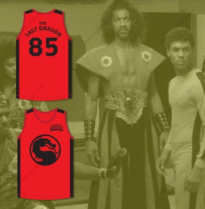 CUSTOM ANY Name Number BRUCE LEROY GREEN 85 THE LAST DRAGON RED MORTAL KOMBAT JERSEY WITH EMBROIDERED PATCH Top Stitched S-6XL