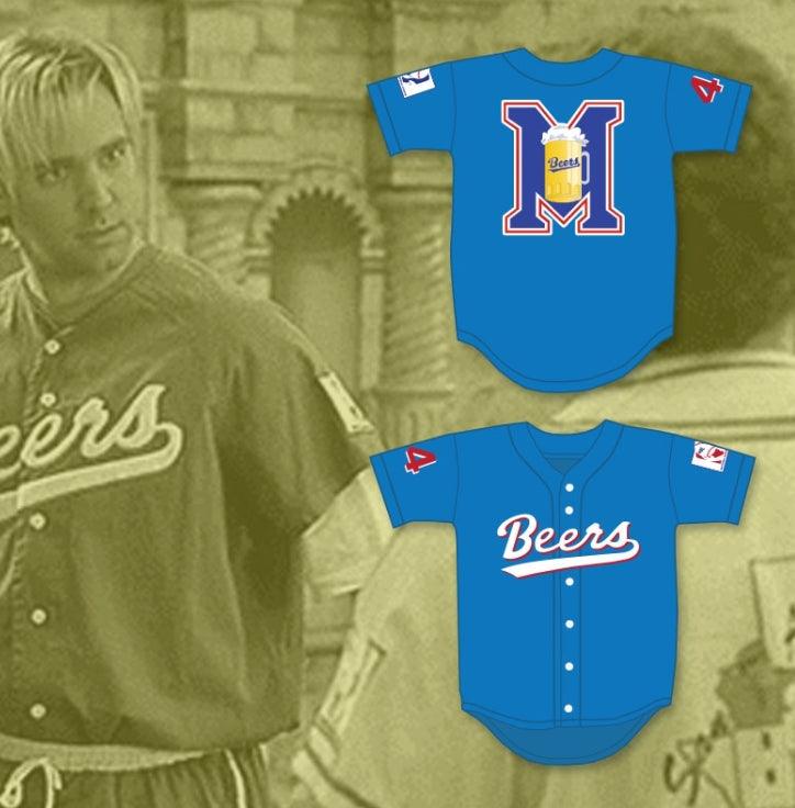 Custom Any Name Number JOE COOPER 44  BEERS LOGO BASEKETBALL BLUE BASEBALL JERSEY Top Stitched S-6XL