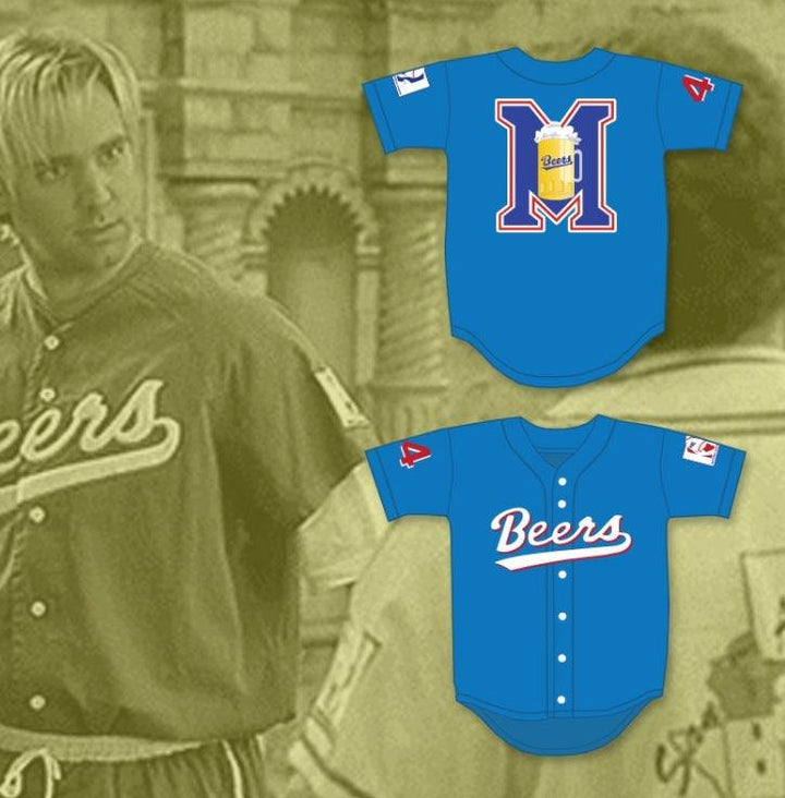 Custom Any Name Number JOE COOPER 44  BEERS LOGO BASEKETBALL BLUE BASEBALL JERSEY Top Stitched S-6XL