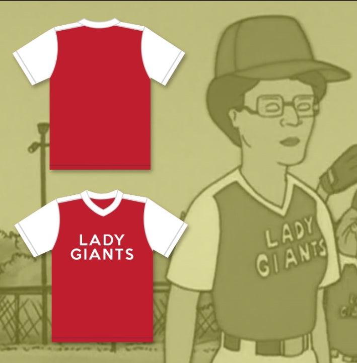 Custom Any Name Number PEGGY HILL LADY GIANTS SOFTBALL TEAM BASEBALL JERSEY Top Stitched S-6XL