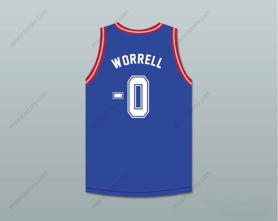 CUSTOM ANY Name Number ERNEST P. WORRELL 0 CLEAN SWEEP DELUXE BLUE BASKETBALL JERSEY SLAM DUNK ERNEST 2 Top Stitched S-6XL