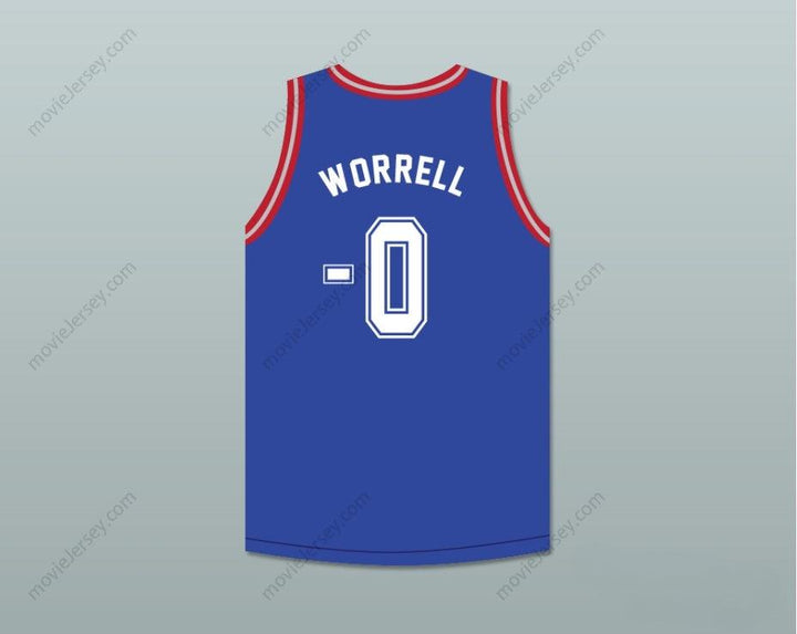 CUSTOM ANY Name Number ERNEST P. WORRELL 0 CLEAN SWEEP DELUXE BLUE BASKETBALL JERSEY SLAM DUNK ERNEST 2 Top Stitched S-6XL